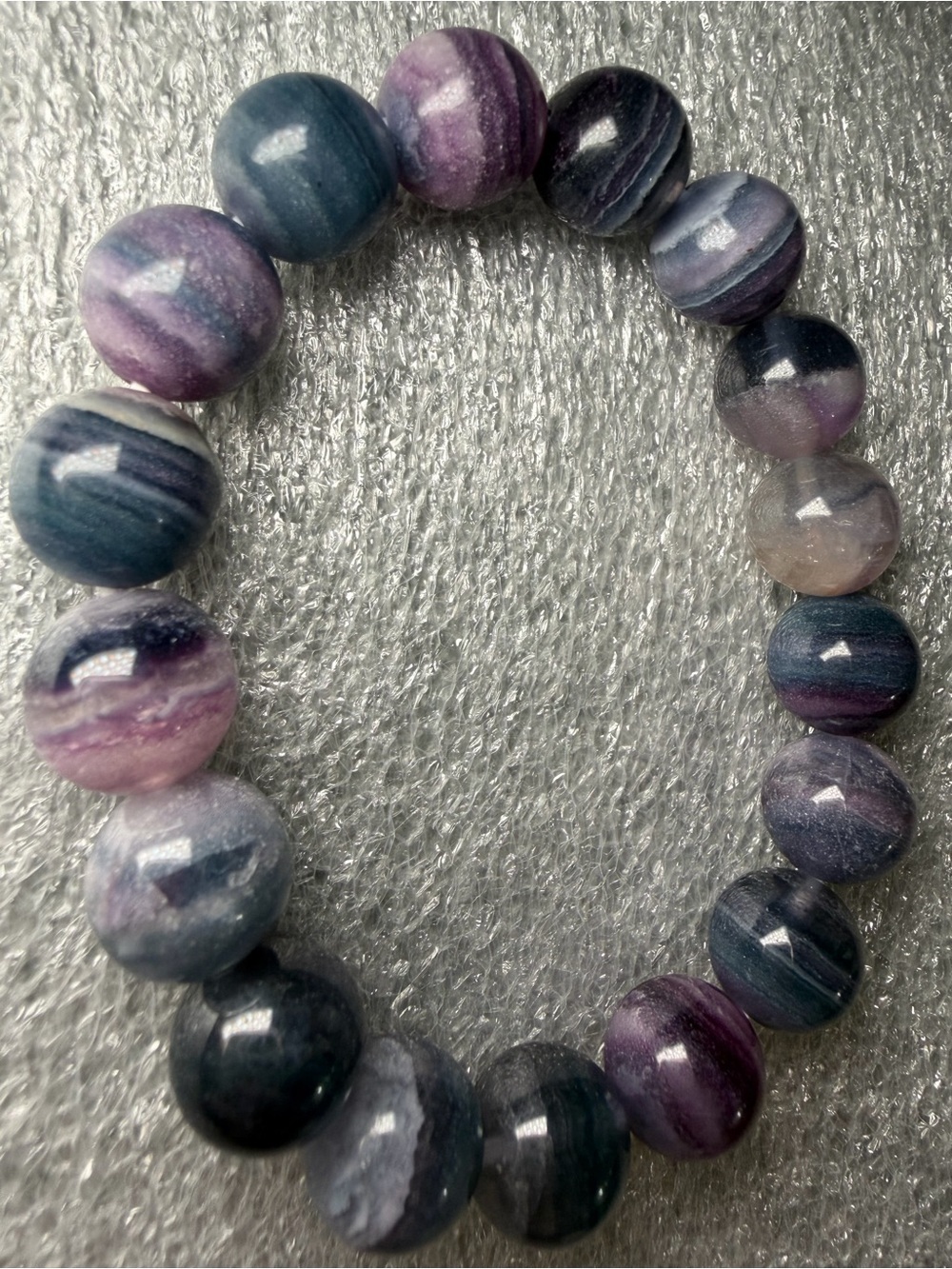 Gorgeous 11MM Banded Silky Fluorite Natural Crystal Bracelet